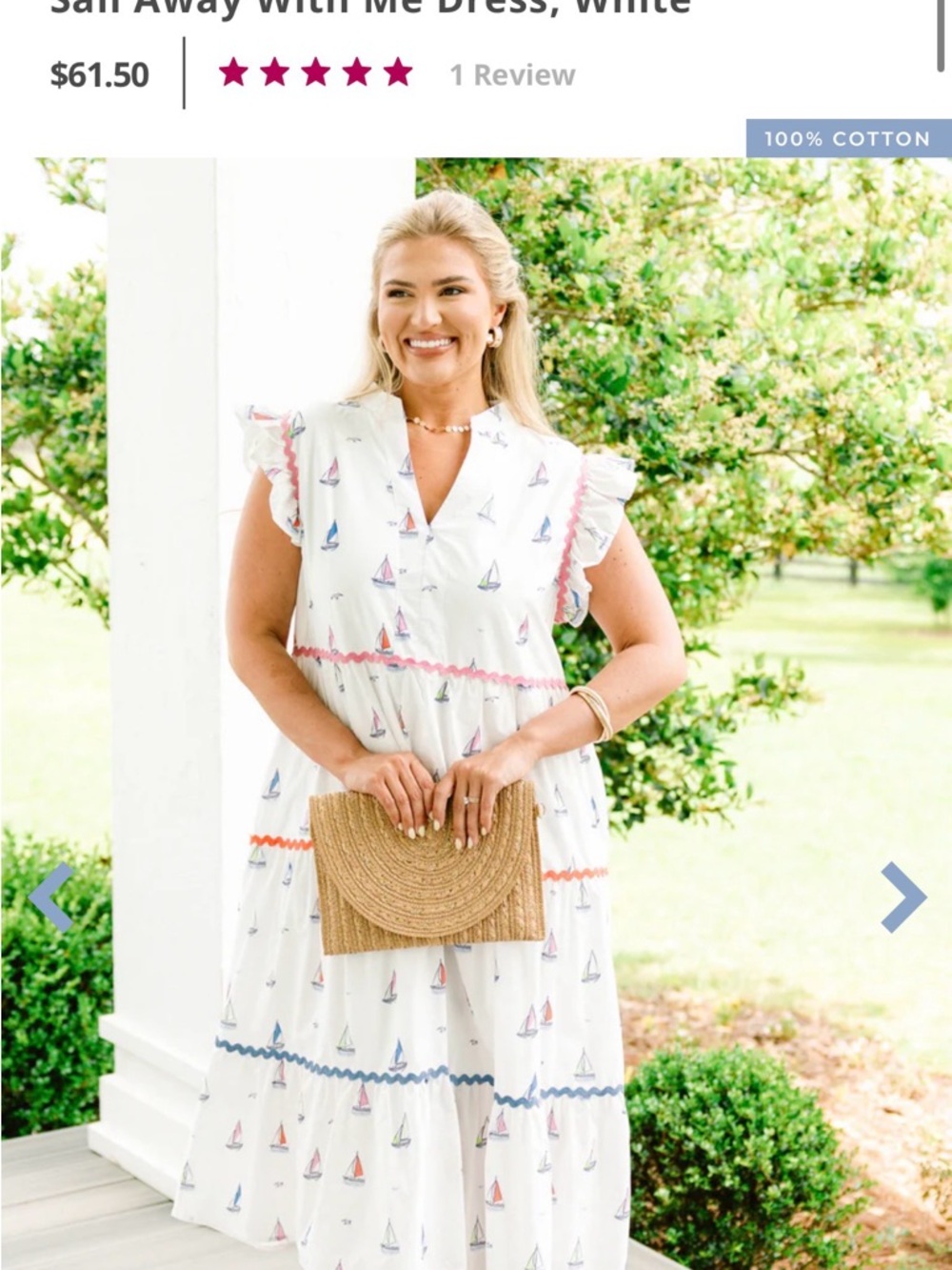 Chic Soul White Sailboat Print Tiered Maxi Dress